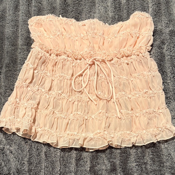 Lucy in the Sky Tops - Lucy in the Sky Peach Ruffle Tank Top